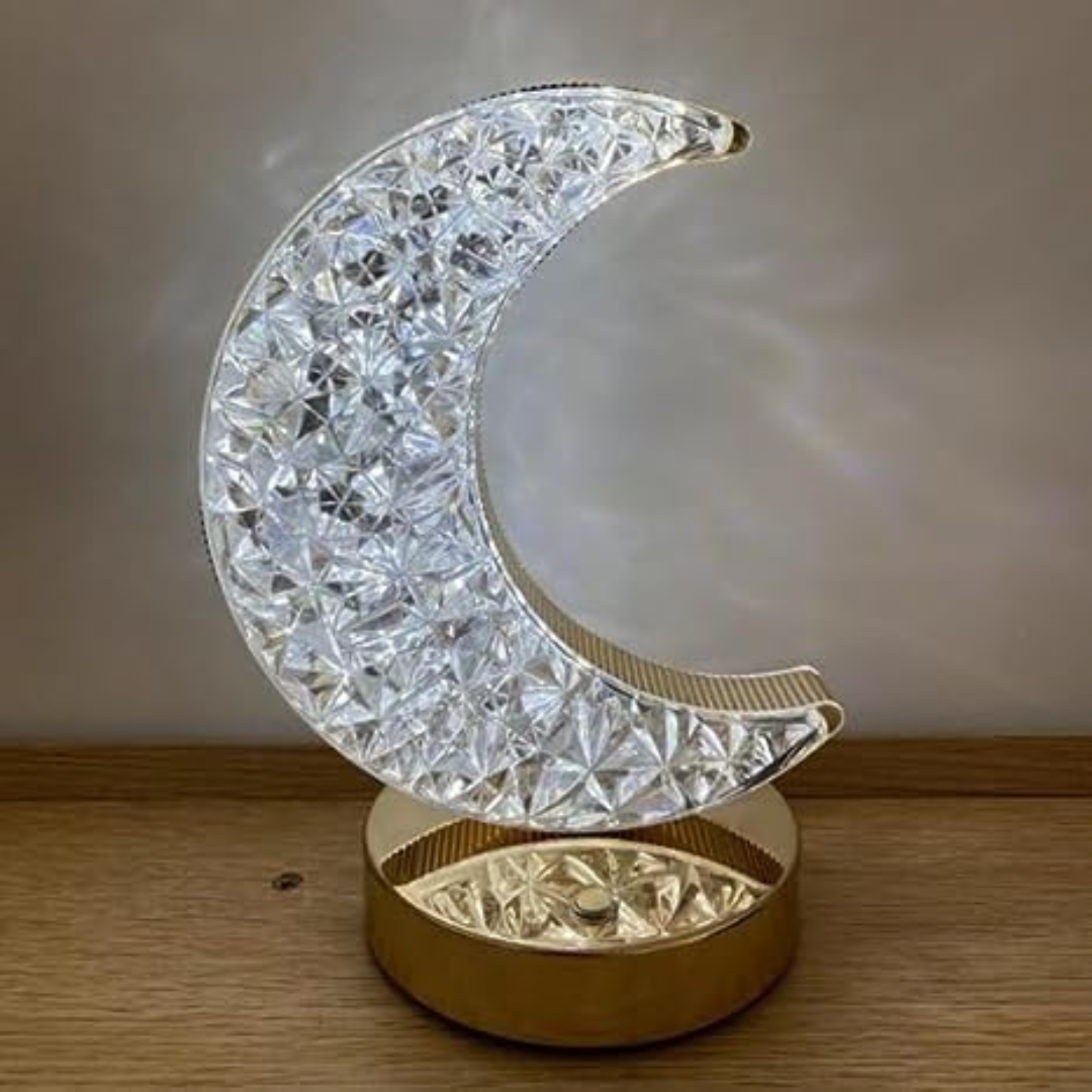 Moon Shaped Night Light Crystal Lamp